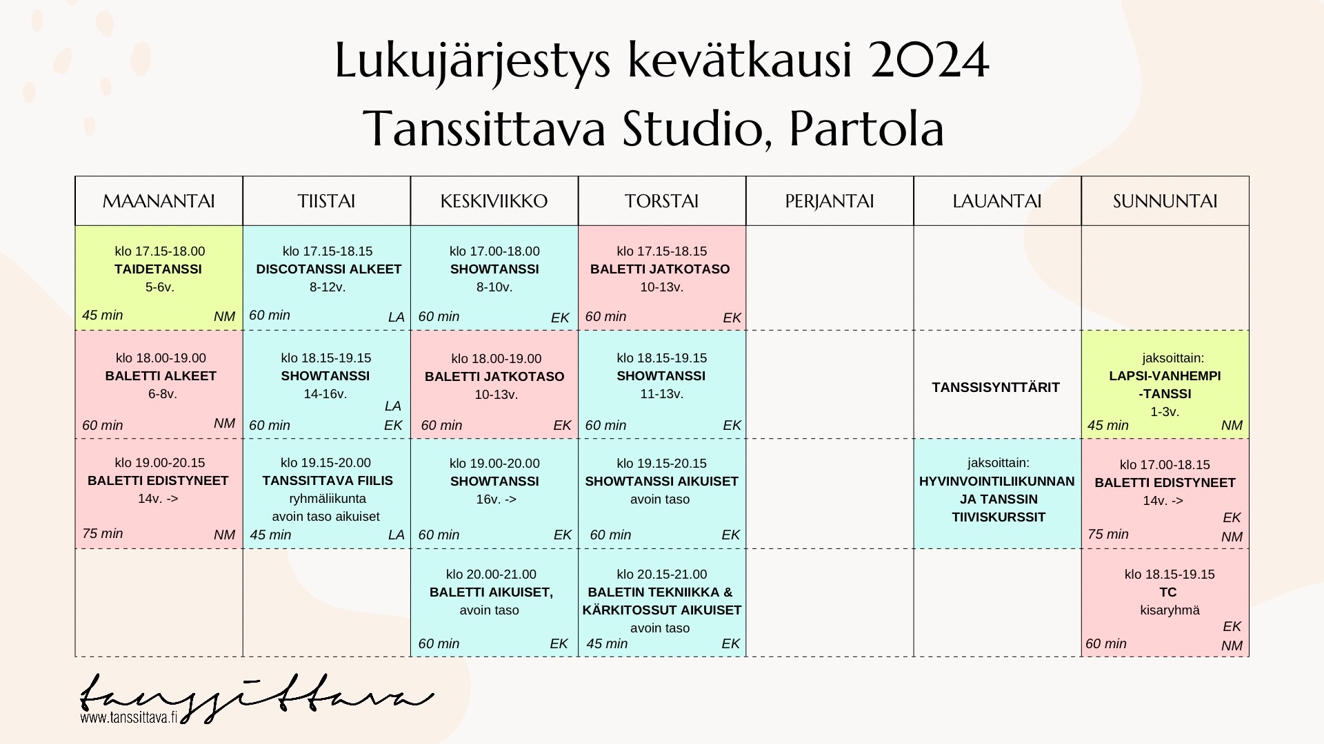 tanssittava lukkari kevät 2024